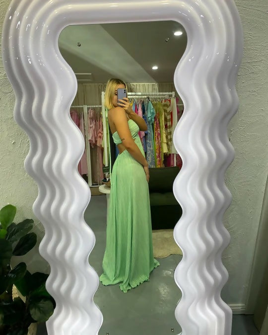 Love Shack Fancy Julissa Plissé-satin Halterneck Maxi Dress In Multi - 8 / Green - Dresses
