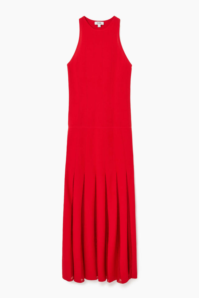LTK Cos Pleated Racer Neck Maxi Dress - 8 / Red - Dresses