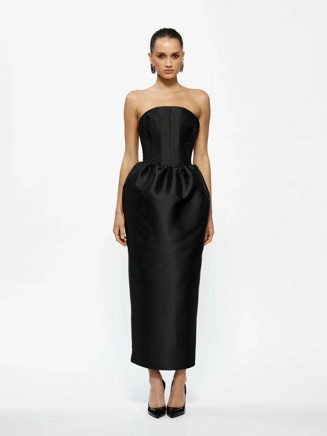Effie Kats Lilia Dress Black - Strapless Midi