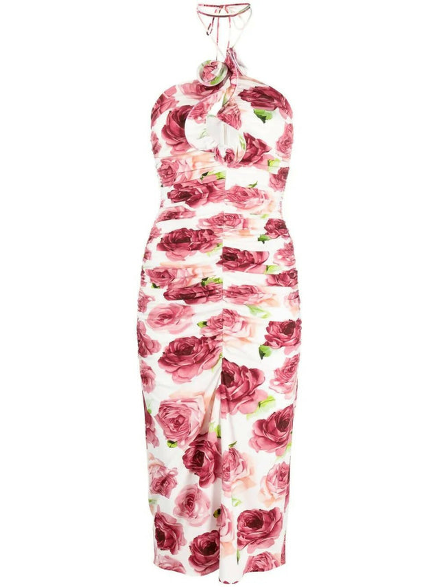 Magda Butrym - Magda Butrym Appliqued Ruched Cutout Floral Midi Dress