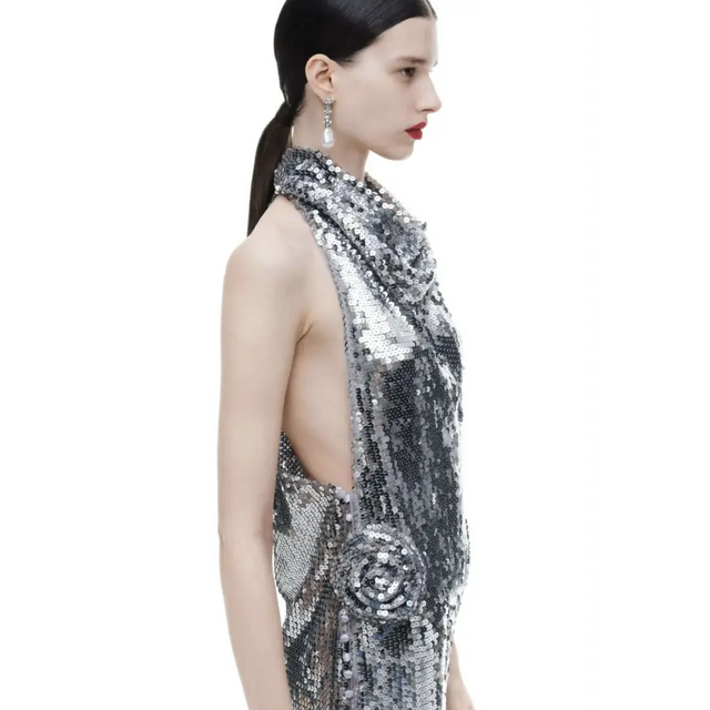 Magda Butrym x H&M Sequin Rose Appliqué Maxi Dress - Dresses