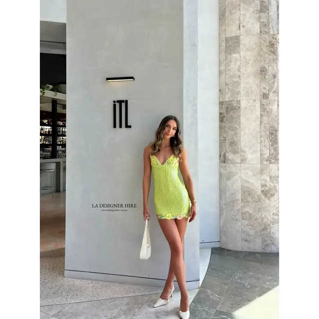 Majorelle Cal Embellished Mini Dress - 6 / Green - Dresses
