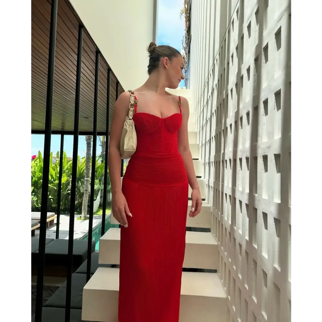 Manning Cartell Double Time Pleat Dress Red Size 4 6 - Dresses