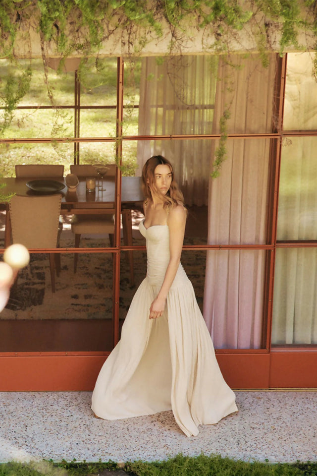 Manning Cartell Double Time Pleat Maxi Dress in Nougat Size 6 - 6 / Cream - Dresses