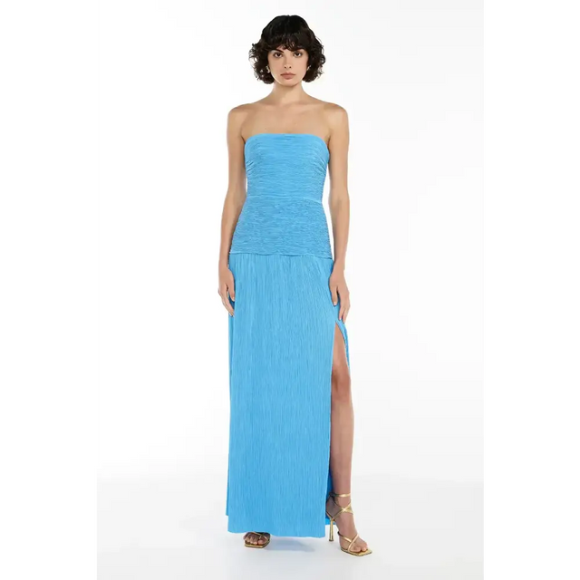 Manning Cartell Double Time Pleat Strapless Dress Cerulean Blue Size 8 - 8 / Blue - Dresses