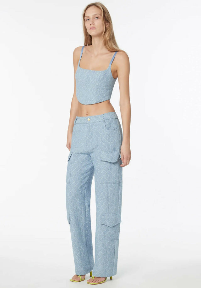 Manning Cartell Quilted Denim Corset and Cargo Pant Set Blue Size AU 4 - 4 / Blue - Outfit Sets