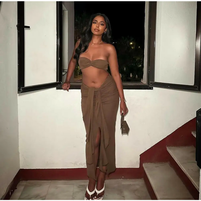 Mars The Label ‘The Knot’ Bandeau Set - L / Brown - Dresses