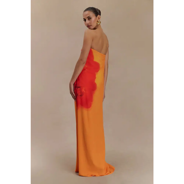 Meshki Amaya Strapless Dress Koi Orchid Print Size 10 - 10 / Orange - Dresses