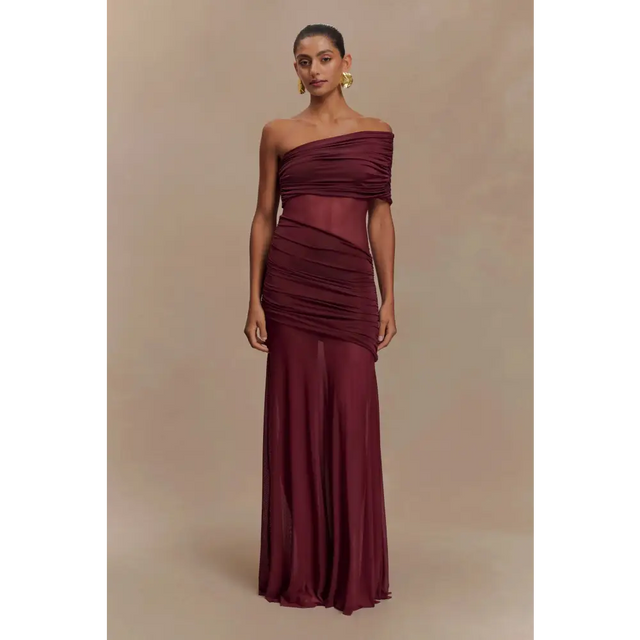 Meshki Dallas One Shoulder Burgundy Size AU 8 - 8 / Red - Dresses