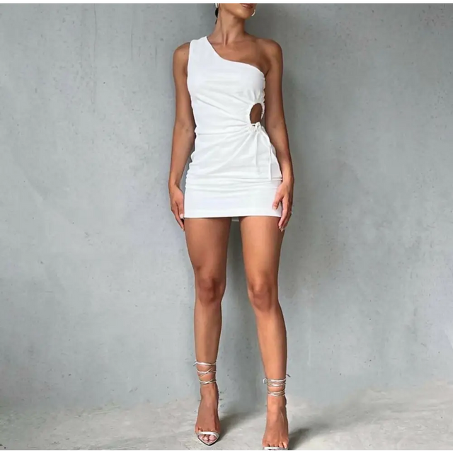 Meshki ‘Kira’ Cutout Linen Mini - XS / White - Dresses