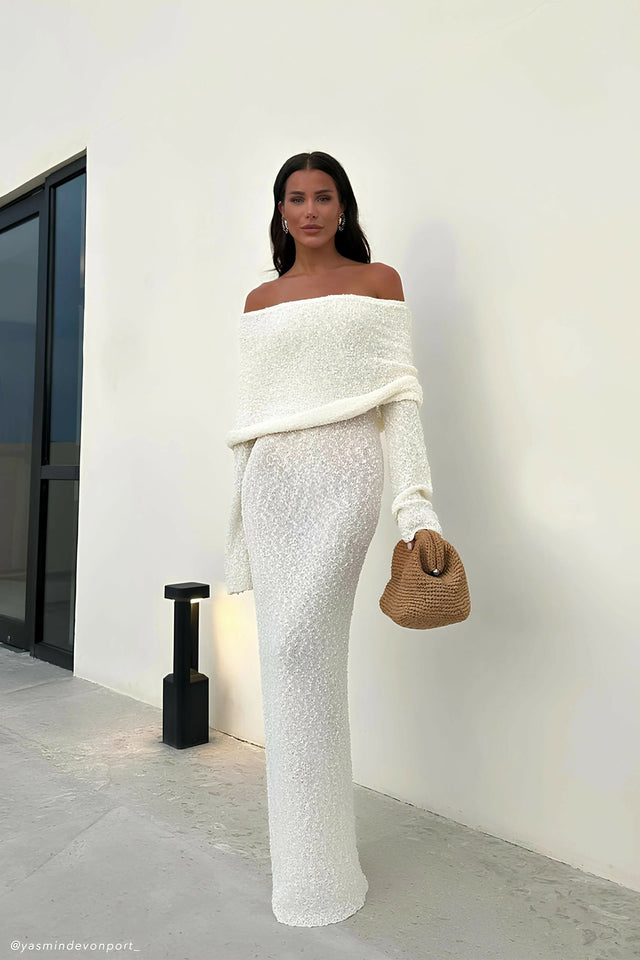 Meshki Marisol Off Shoulder Maxi Dress - 8 / White - Dresses