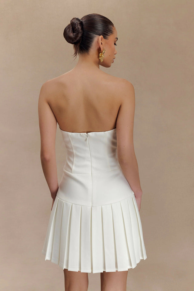 Meshki Naya Pleated Mini Dress - 12 / White - Dresses