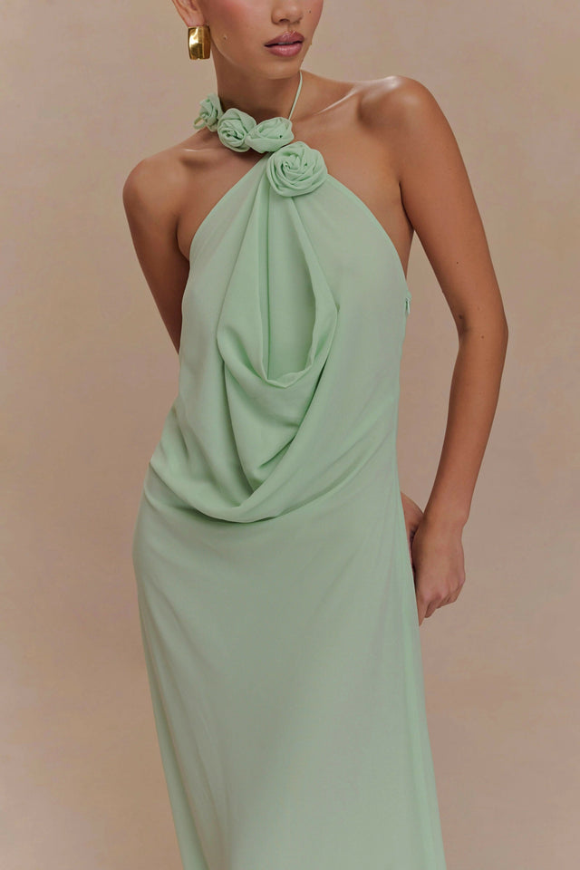 MESHKI Rosalia Cowl Neck Maxi - 8 / Green - Dresses