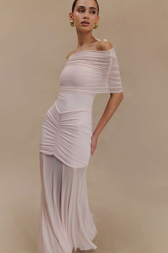 Meshki Slinky & Mesh Off-Shoulder Maxi - 6 / Pink - Dresses