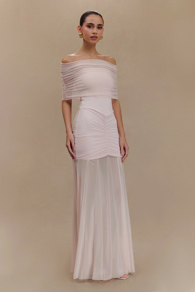 Meshki Slinky & Mesh Off-Shoulder Maxi - 6 / Pink - Dresses