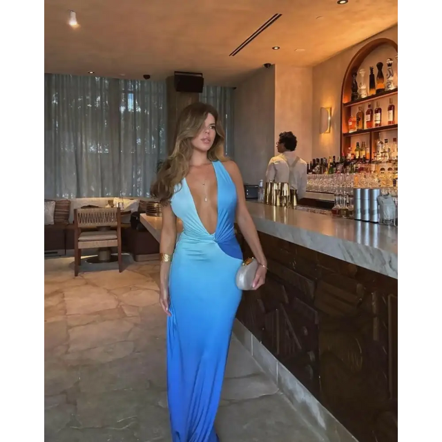 Meshki Stella Draped Dress - 6 / Ombre Blue - Dresses