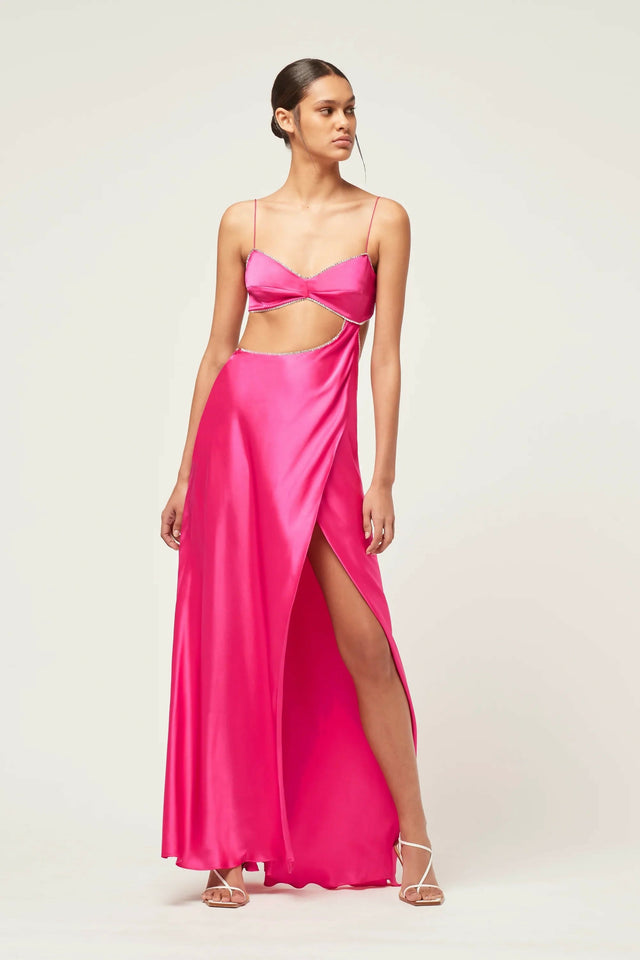Michael Lo Sordo Luna Crystalline Midi Dress - 8 / Pink - Dresses