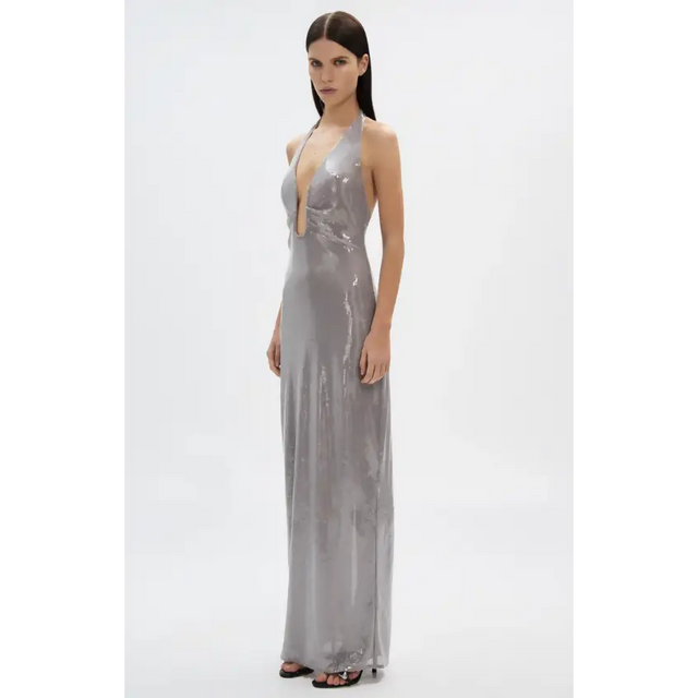 MISHA Alusia Sequin Dress - 8 / Silver - Dresses