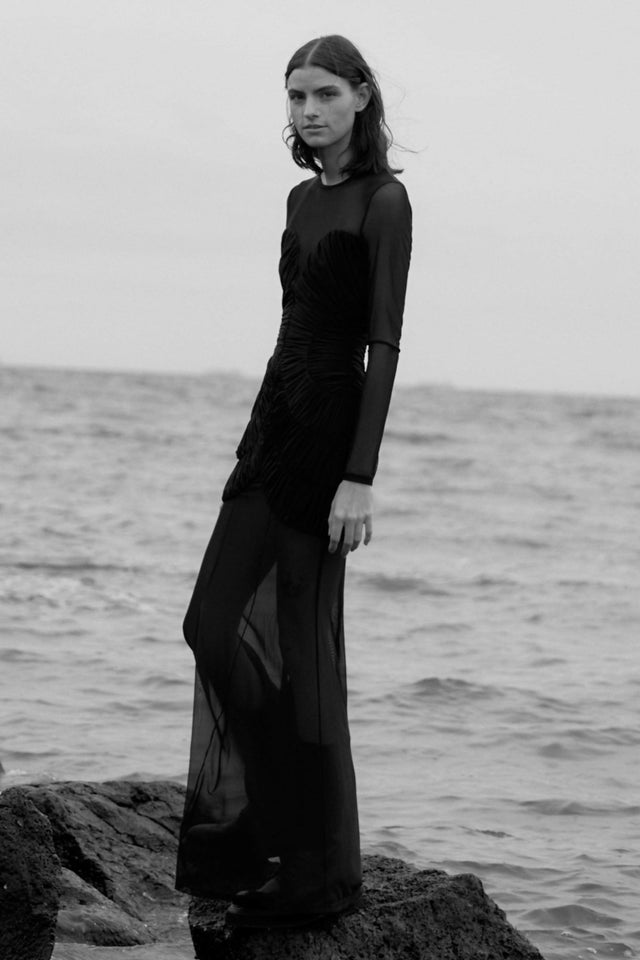 Misha Collection Talitha Fine Mesh Maxi Dress - 8 / Black - Dresses