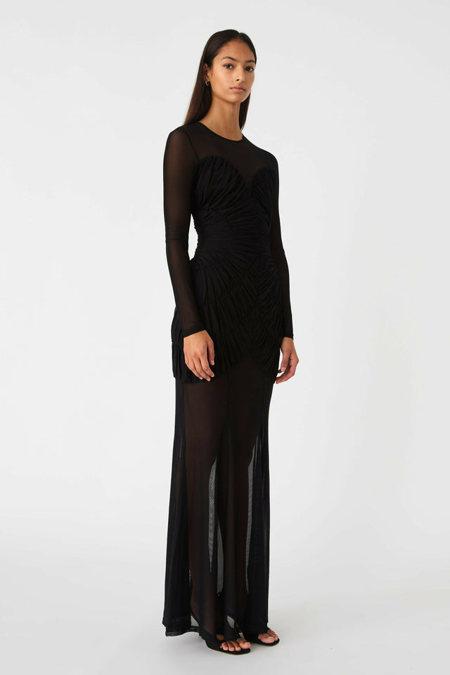 Misha Collection Talitha Fine Mesh Maxi Dress - 8 / Black - Dresses