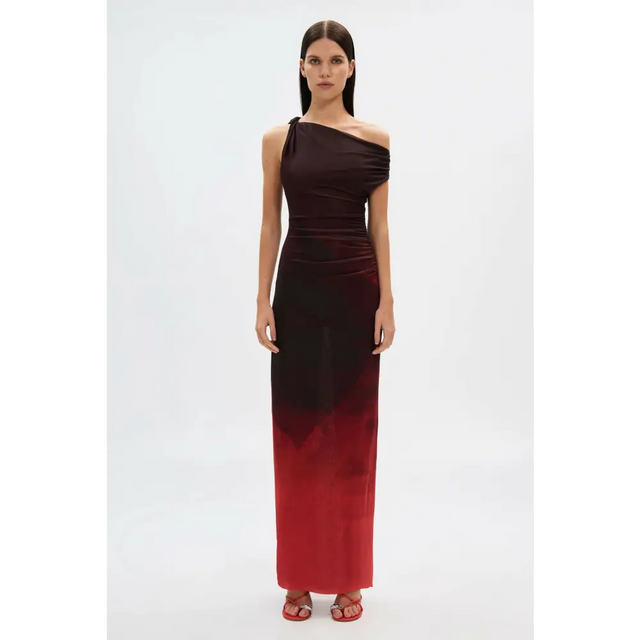 Misha Collection The Nyra Mesh Gown Venus Print Size AU 6 - 6 / Red - Dresses