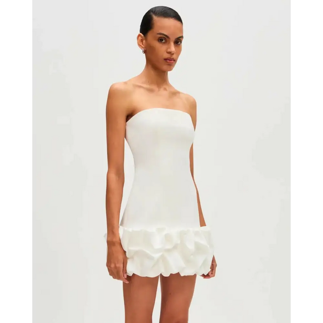 Misha Collection The Saphira Crepe Mini Dress Ivory Size AU 10 - 10 / White - Dresses