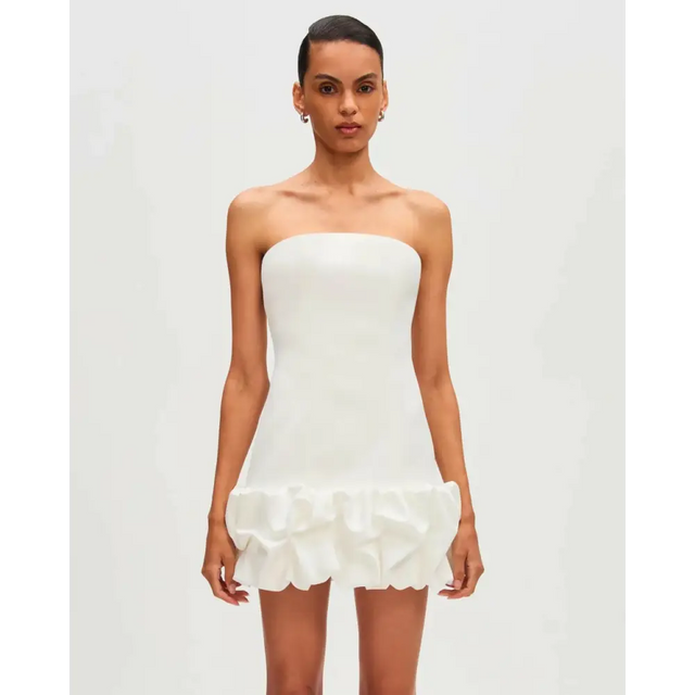 Misha Collection The Saphira Crepe Mini Dress Ivory Size AU 10 - 10 / White - Dresses
