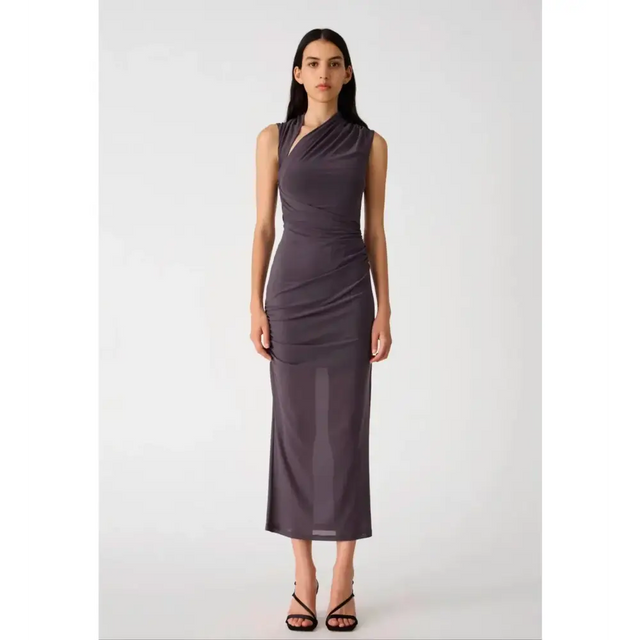 Misha Collection Tillie Mesh Midi Dress in Slate Size AU 8 - 8 / Gray - Dresses