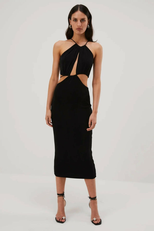 Misha Collection Zeke Slinky Jersey Midi Dress - 8 / Black - Dresses