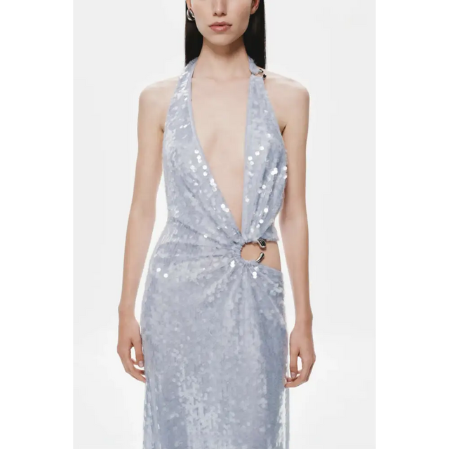 MISHA Devon Sequin Dress Cloud Blue Size S/AU8 - 8 / Cloud Blue - Dresses