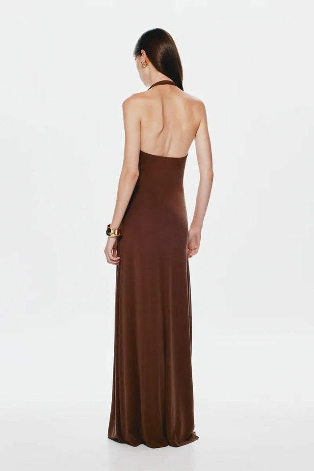 MISHA ‘Jennifer’ Cupro Dress - 8 / Brown - Dresses