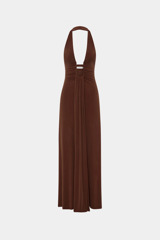 MISHA ‘Jennifer’ Cupro Dress - 8 / Brown - Dresses