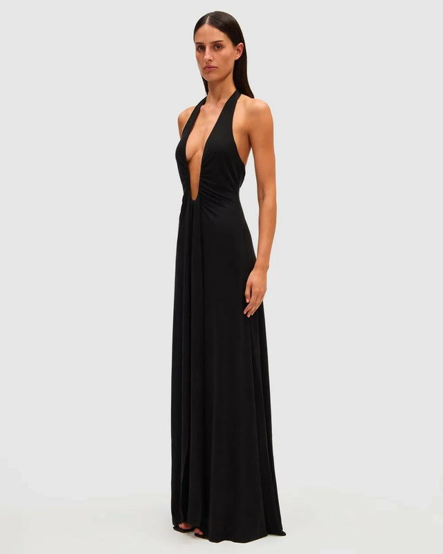 MISHA Jennifer Cupro Maxi Dress - 6 / Black - Dresses