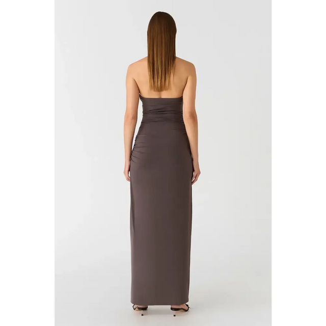 Misha Krystal Matte Slinky Midi Dress Cloud Grey Size 10 - 10 / Brown - Dresses