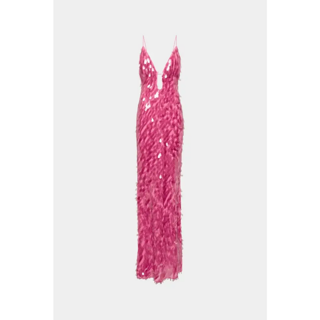 MISHA Sapphire Sequin Maxi Dress Fuchsia - 8 / Pink - Dresses