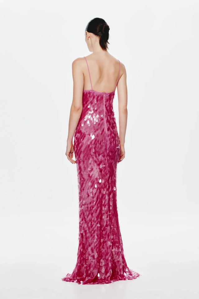 Misha Sapphire Sequin Maxi Dress Fuchsia Pink Size XXS / AU 4 - 4 / Pink - Dresses