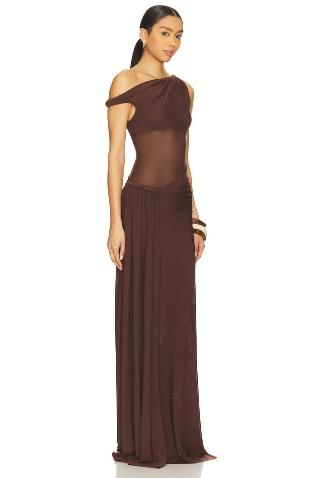 Misha Sisal Mesh Dress in Espresso - Dresses