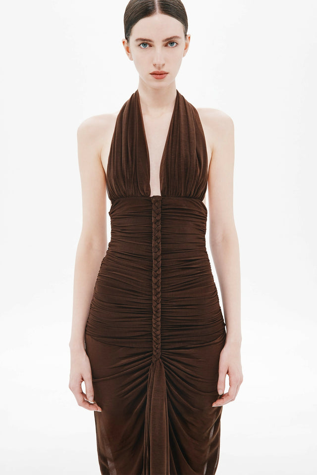 MISHA The Halsey Braided Dress - 8 / Browm - Dresses
