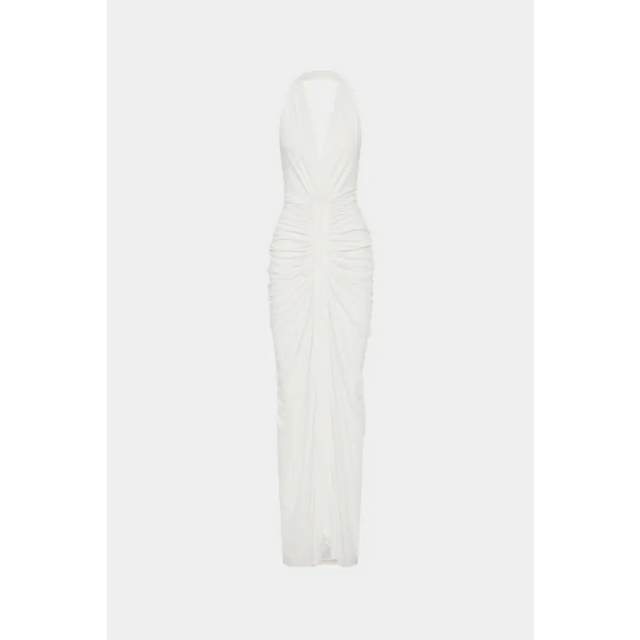 Misha Venus Gathered Cupro Dress Ivory Size XS - 6 / White - Dresses