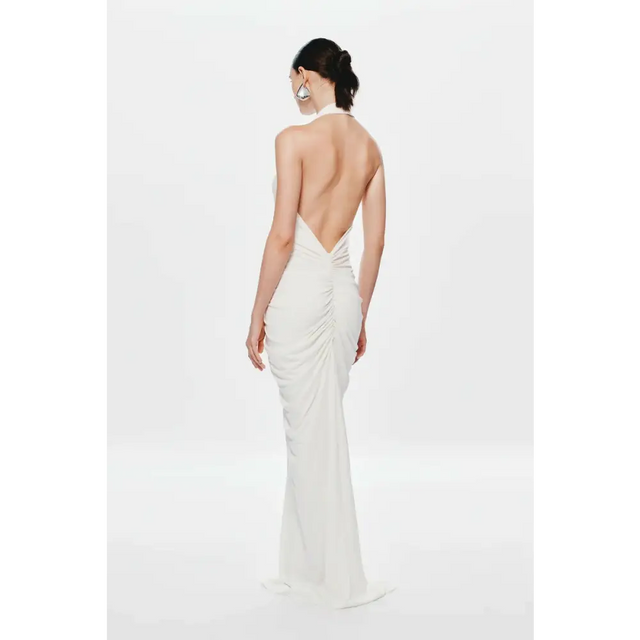 Misha Venus Gathered Cupro Dress Ivory Size XS - 6 / White - Dresses