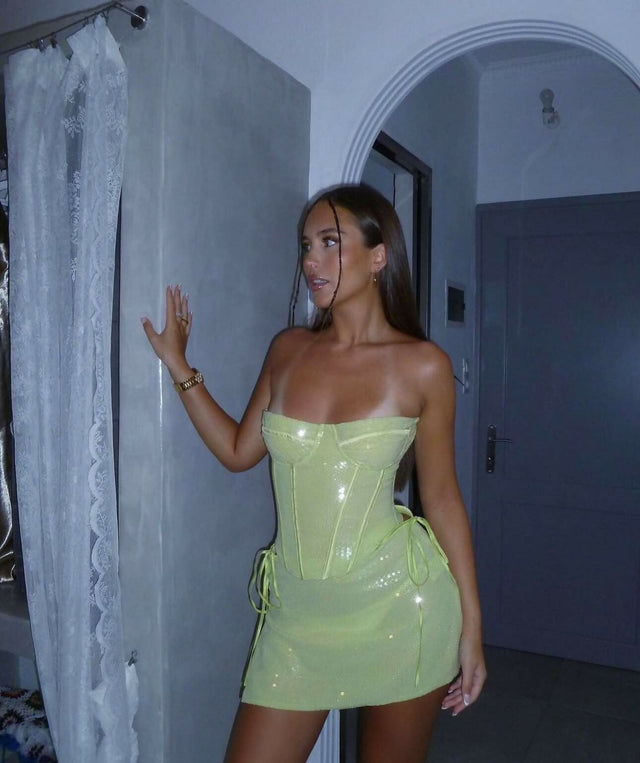 Mistress Rocks Lime Sequin Set - 8 / Lime - Outfit Sets