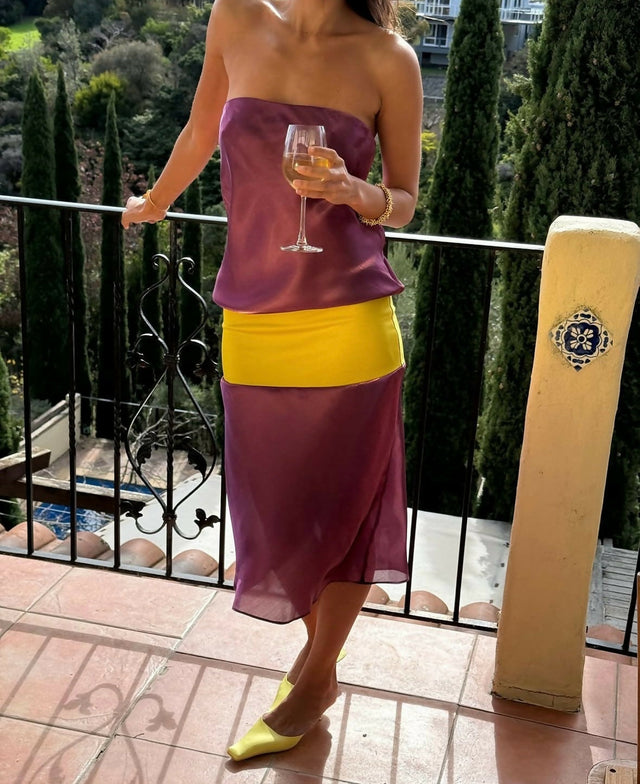 Mode Mischief Sheer Panel Dress Sour Grape - Dresses