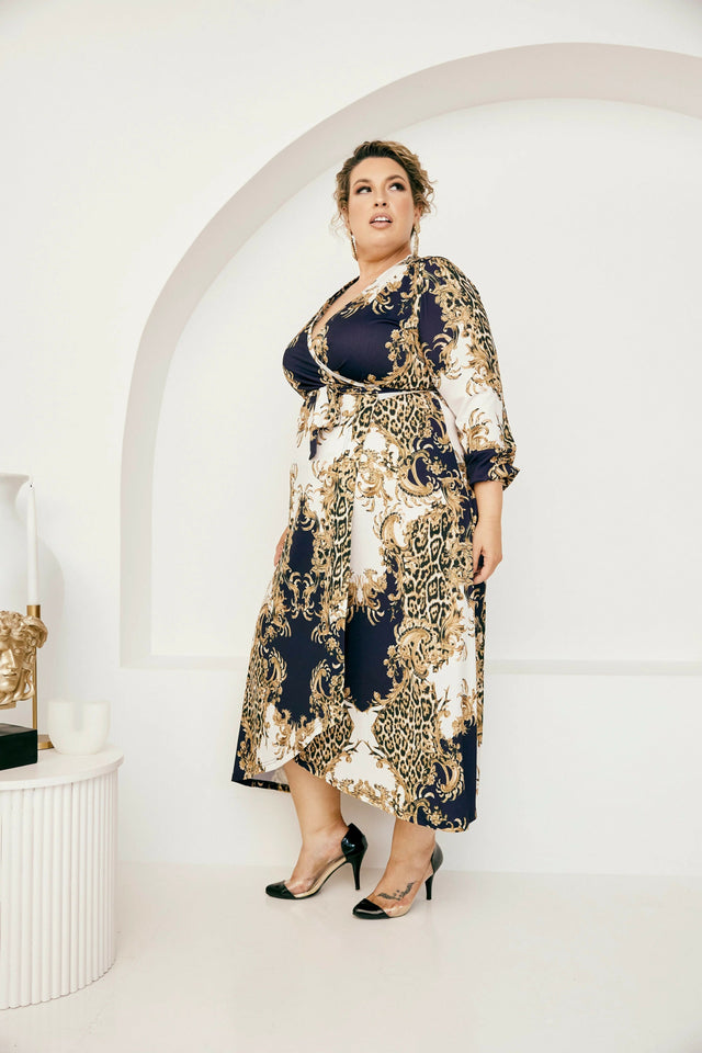 Mónica The Label Baroque Print Wrap Dress Size 20 - 20 / Print - Dresses