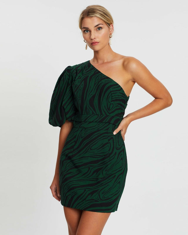 Mossman Dark Paradise Mini Dress Green Size 14 - Dresses