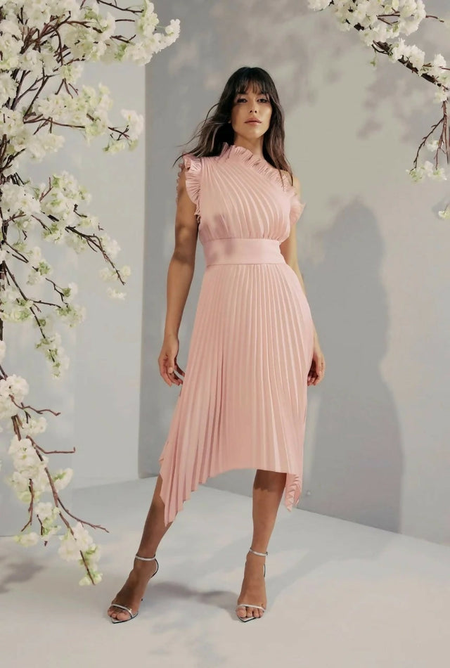 Mossman The Lady Like Midi Dress in Blush - Dresses