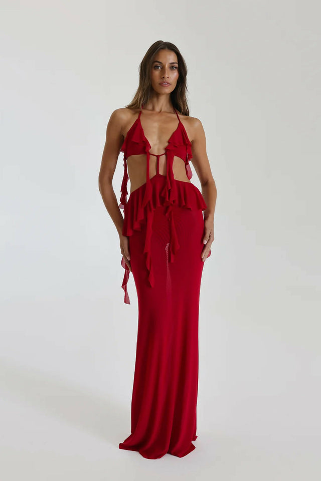 Natalie Rolt Ariel Gown Cherry - 8 / Red - Dresses