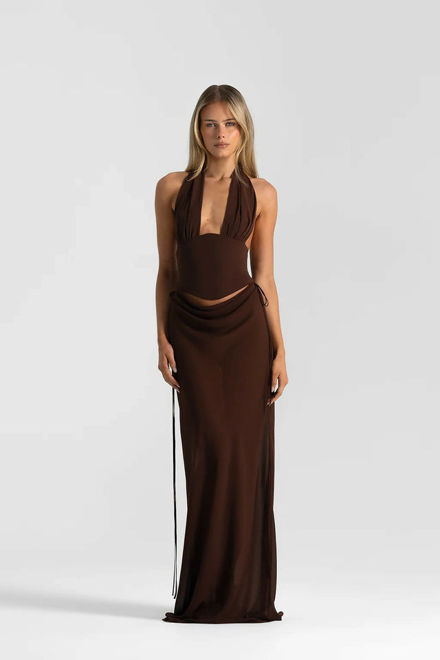 Natalie Rolt Bronte Top Evelyn Skirt Brown - Outfit Sets