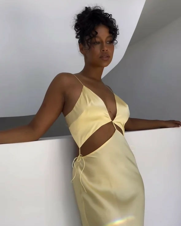 Natalie Rolt Iris Midi Dress - 4 / Yellow - Dresses