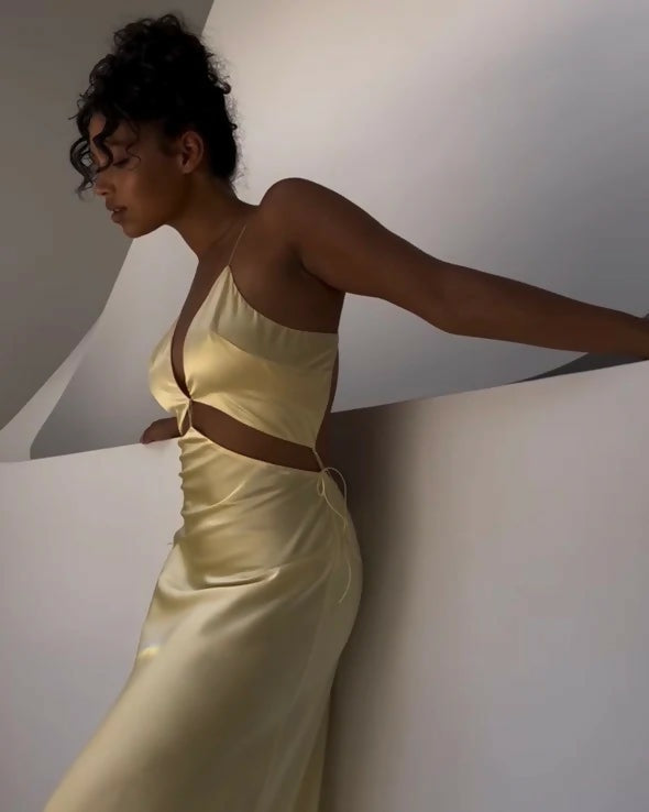 Natalie Rolt Iris Midi Dress - 4 / Yellow - Dresses