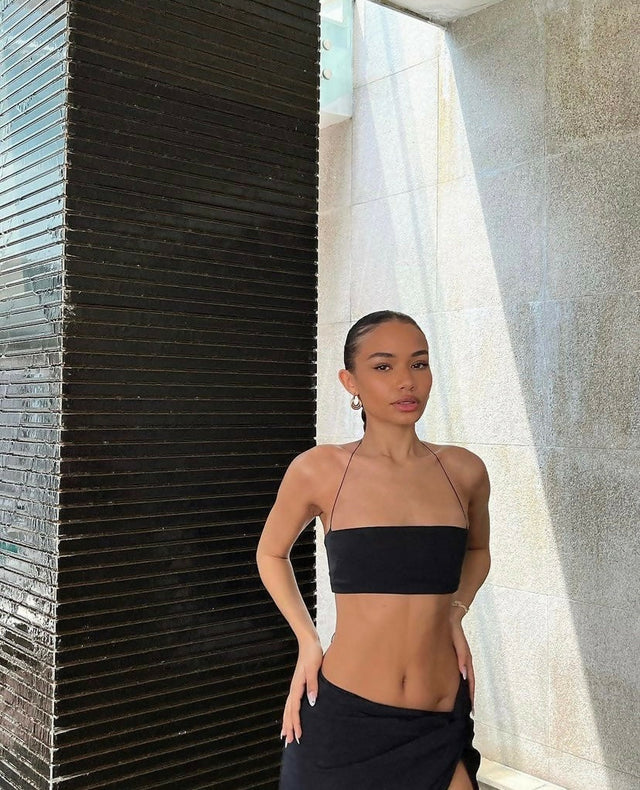 Natalie Rolt Kaia Skirt + Kylie Crop Set - 8 / Black - Outfit Sets